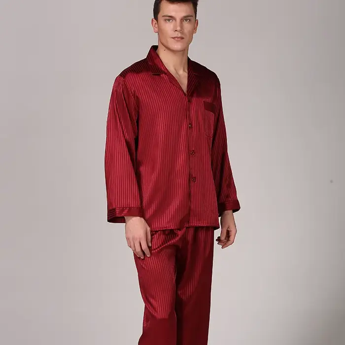 Vêtements de nuit hommes noir vêtements de nuit à manches longues pyjamas costume de couchage pour hommes vêtements de maison pyjamas en soie pour hommes vêtements de nuit hommes pyjama ensemble