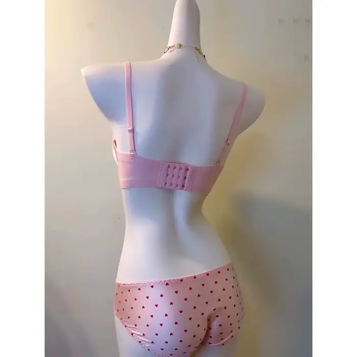 Sladké dievča srdce čipka Push-up podprsenka Set pre malé prsia, s bočným stojanom Anti-sagging, polstrované, spodná bielizeň, veľkosť 32-38