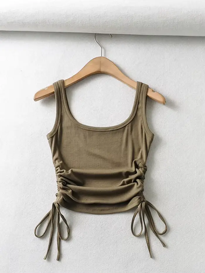 Novinka pre dievčatá - ležérne jednofarebné tielko a camisola so šnúrkou na oboch stranách