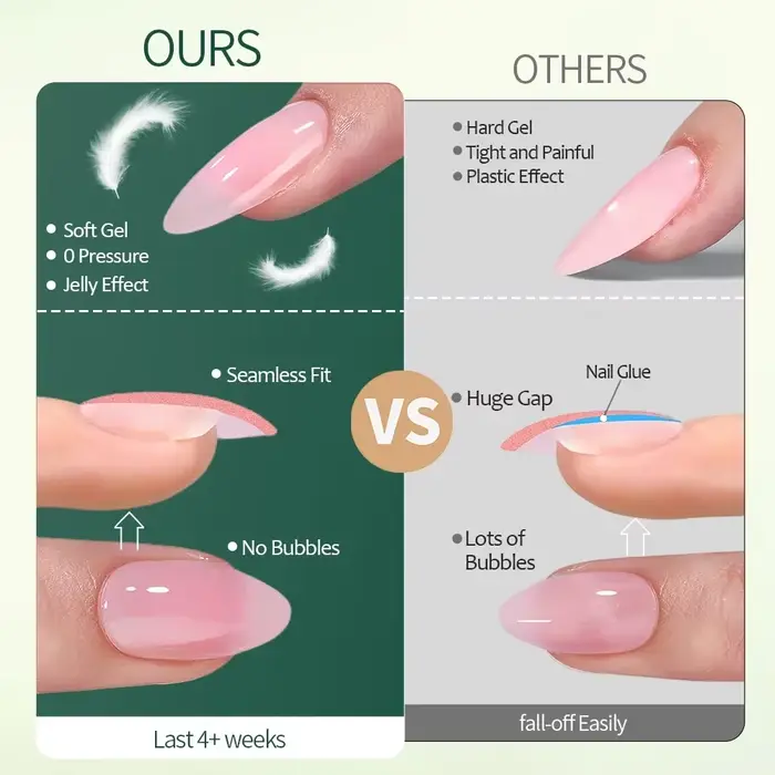 Nailpop 3-en-1 nu naturel doux ongles conseils ensemble 140 pièces tons de peau presse sur les ongle
