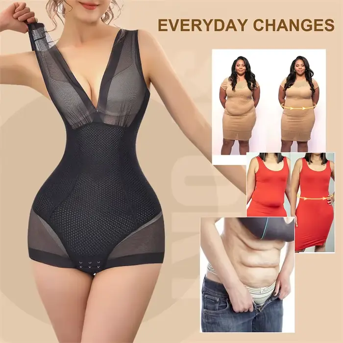 Maillot de Corps En Maille Sexy Pour Femmes Flarixa, Formateur de Taille, Ventre Plat, Soutien-Gorge Push Up, Débardeur Lingerie Transparente Occasions Spéciales