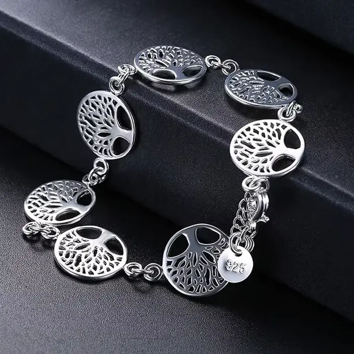 Nouveau Bracelet en argent Sterling 925 arbre de vie Bracelet pour femmes bijoux de fiançailles cade