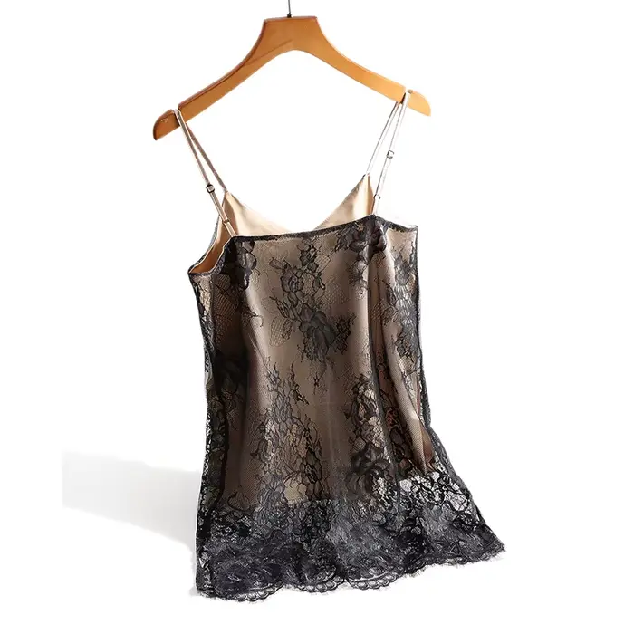Camisole en soie et polyester avec dentelle et motif floral pour femmes de tous âges pour occasions formelles et détente