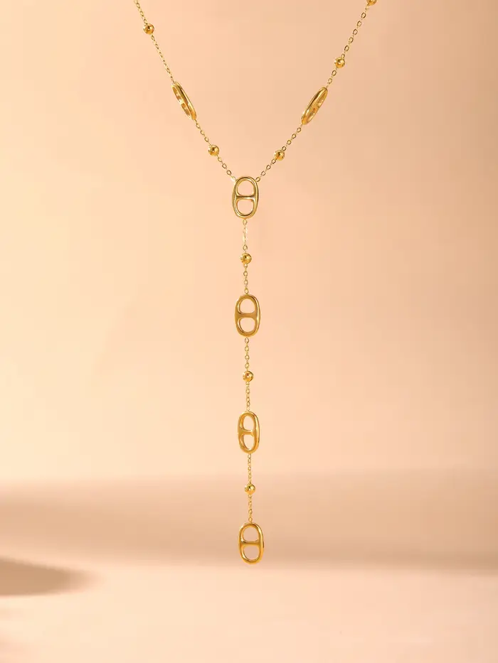 Nivora mode longue chaîne en acier inoxydable colliers pour femmes PVD véritable plaqué or métal fem
