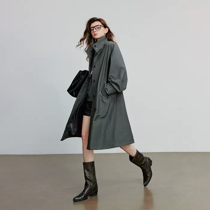 TOYOUTH femmes Trench Coat 2025 automne nouveau Style grange col montant léger mi-long coupe-vent ve