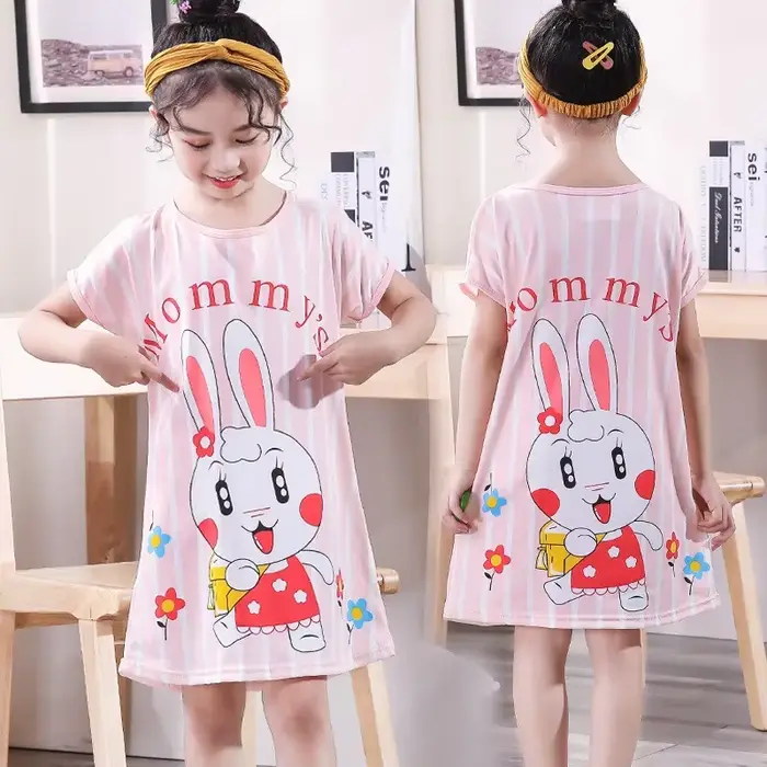 Chemise de nuit d'été pour filles, pyjama de dessin animé, pour enfants et adolescents de 3 à 10 ans