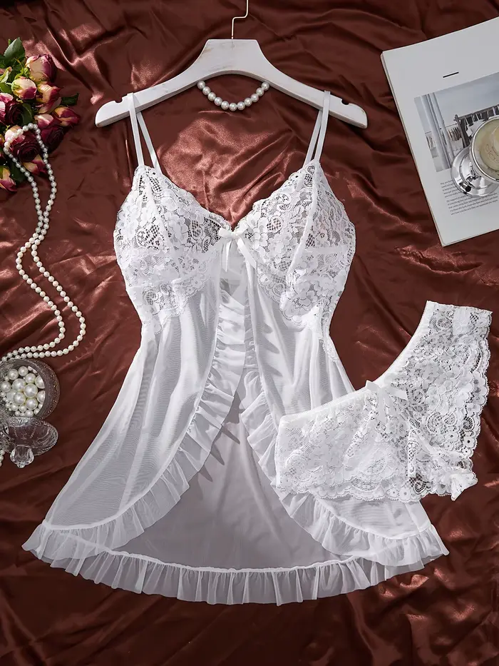 Sexy polyesterová nočná košeľa bez rukávov s V-neck a kontrastným povrchom pre ženy romantické príležitosti