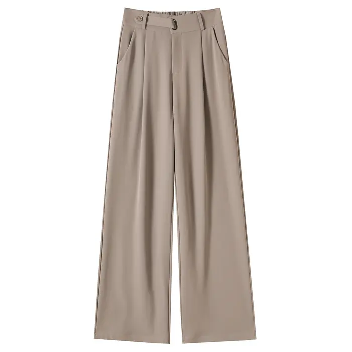 Pantalon large taille haute uni pour femme, nouvelle collection printemps-été 2026, élégant, droit, 