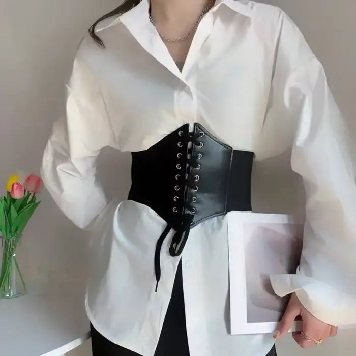Široký koženkový korzet pre ženy, zoštíhľujúci opasok, vyčnievajúce telo, elastický, tesný, vysoký pás pre 03 / Wear, móda