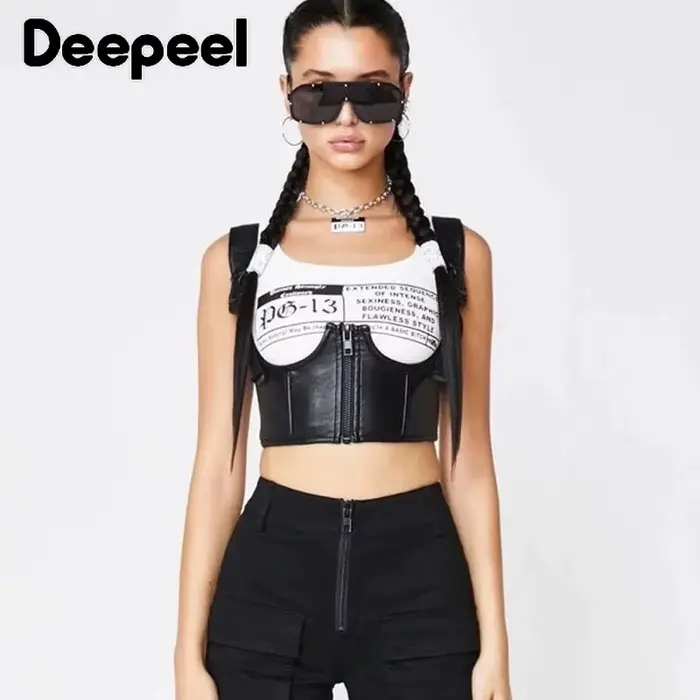 Ceinture en métal et PU noire avec corset décoratif pour femmes, style punk et gothique, pour occasions spéciales et mode