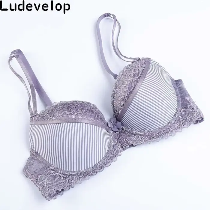 Intímne nové push up ženy pruhované podprsenka BC pohár čipka spodná bielizeň sexy výšivka mladá žena spodná bielizeň podprsenka