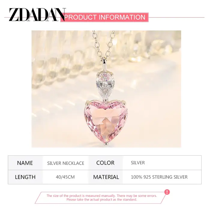 ZDADAN 925 argent rose Zircon collier chaînes pour femmes bijoux de mode