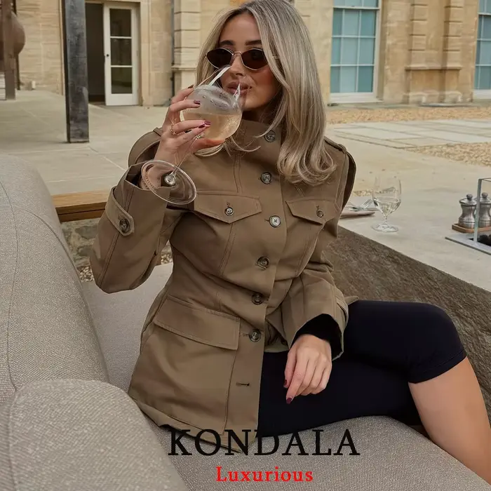 KONDALA Dámsky trench kabát s dlhými rukávmi