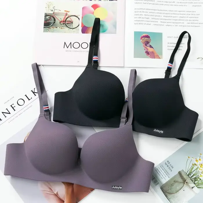 Soutien-gorge en soie glacée pour femmes, Bralettle Sexy sans couture, Push Up, Lingerie sans fil, une pièce, bonnet AB, bretelles réglables, couleur bonbon