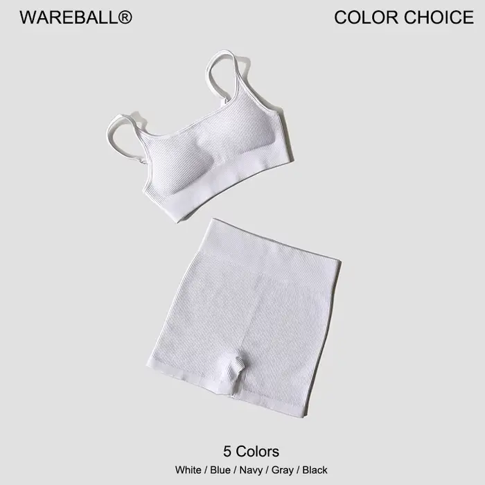 WAREBALL ensemble de Yoga sans couture femme haut court soutien-gorge Leggings 2 pièces tenue femme 
