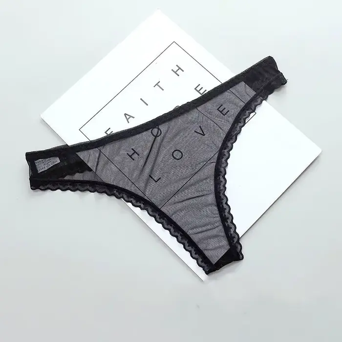 Sexy Transparent String culottes femmes dentelle voir à travers l'entrejambe maille bas Sexy sans couture taille basse t-pantalon sous-vêtements Lingerie Sexy