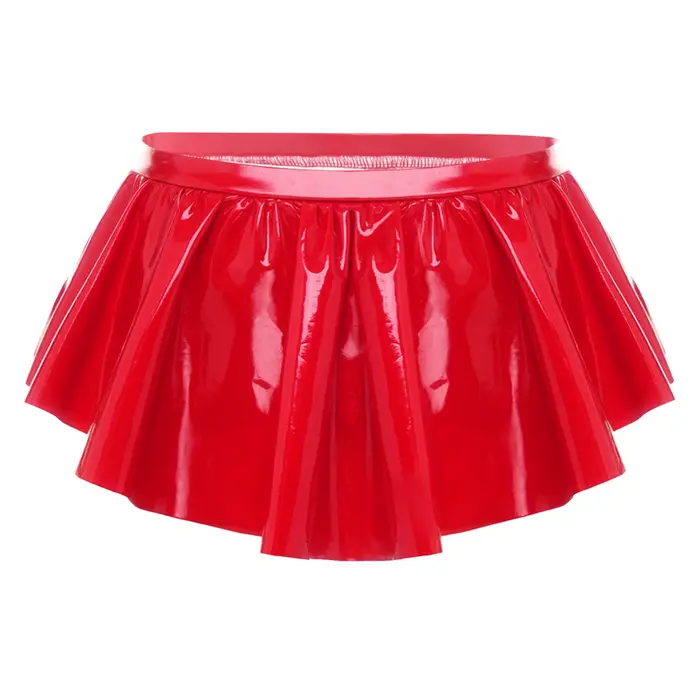 Culottes Micro en Similicuir PU Effet Mouillé Taille Basse avec Volants Irreguliers Lingerie de Nuit Costume de Rave pour Femmes Occasions Spéciales