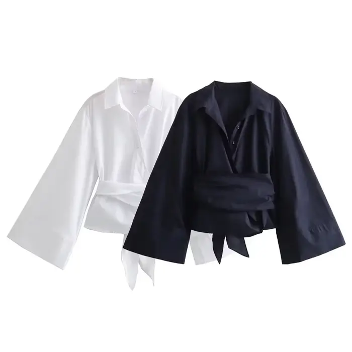 Príležitostné V-Neck bavlna a polyester blúzka pre ženy Junior príležitosti jarné letné kancelárie