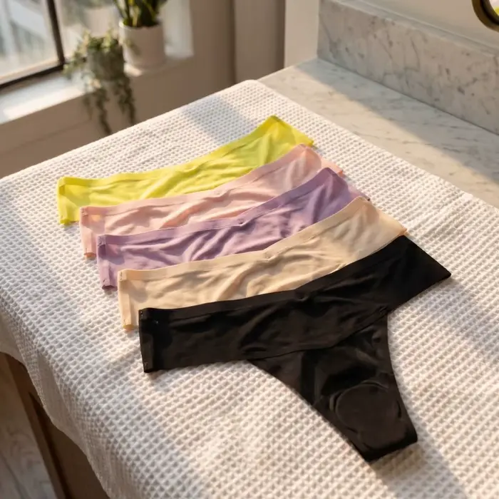 Culotte string transparente en coton taille basse pour femme, sous-vêtement fin d'été anti-embarras, idéale pour le yoga et le fitness ```