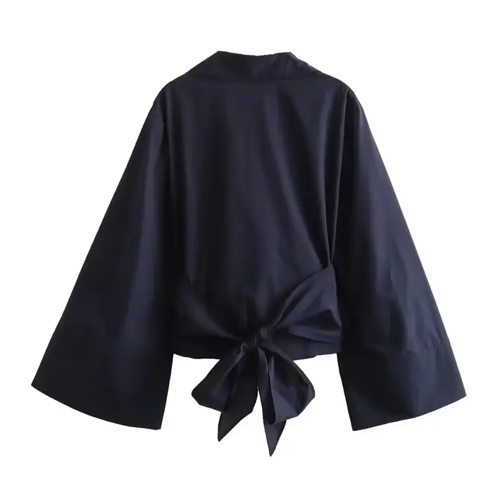 Príležitostné V-Neck bavlna a polyester blúzka pre ženy Junior príležitosti jarné letné kancelárie