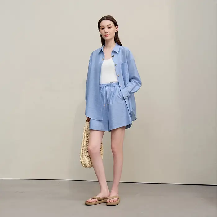 Chemises décontractées pour femmes Amii, Nouvelle collection été 2026, Style vacances, Ensemble shor