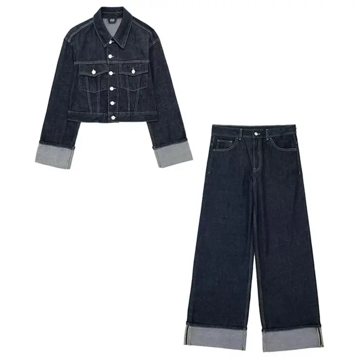 HH Dámsky módny denim set s manžetami