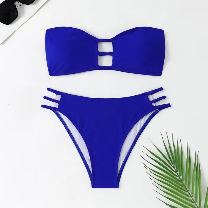 Été Bandeau Bikini 2025 femmes Sexy évider dos nu pansement taille haute maillot de bain brésilien maillot de bain deux pièces maillots de bain