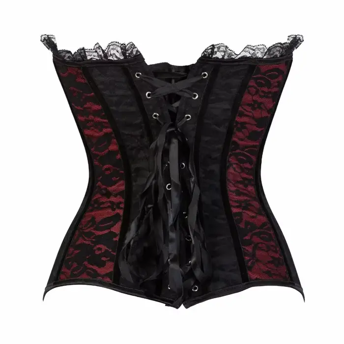 Korzety pre ženy veľké veľkosti Sexy nadprsné bustier blúzka so šnurovaním Kvetinový gotický saténový vintage stredoveký módny