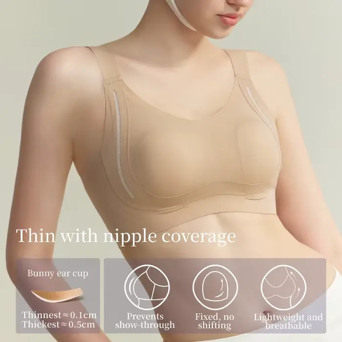 SUJIN Plus veľkosť Dámske bezdrôtové Push-Up Anti-povislé, bezšvíkové, veľkorysé prsia podprsenka, letné XM092