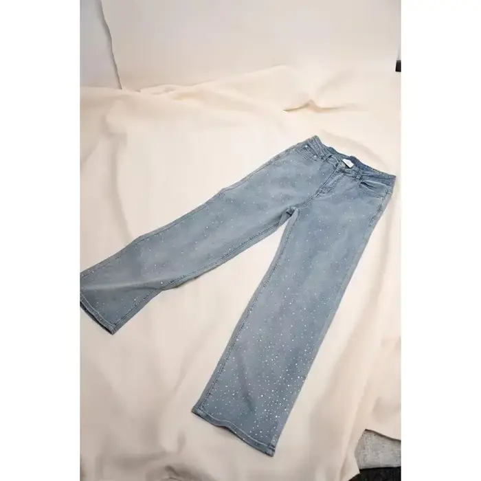 2025 femmes jean droit diamants pantalon Stretch taille haute lavé maman jean Y2k Streetwear pantalo
