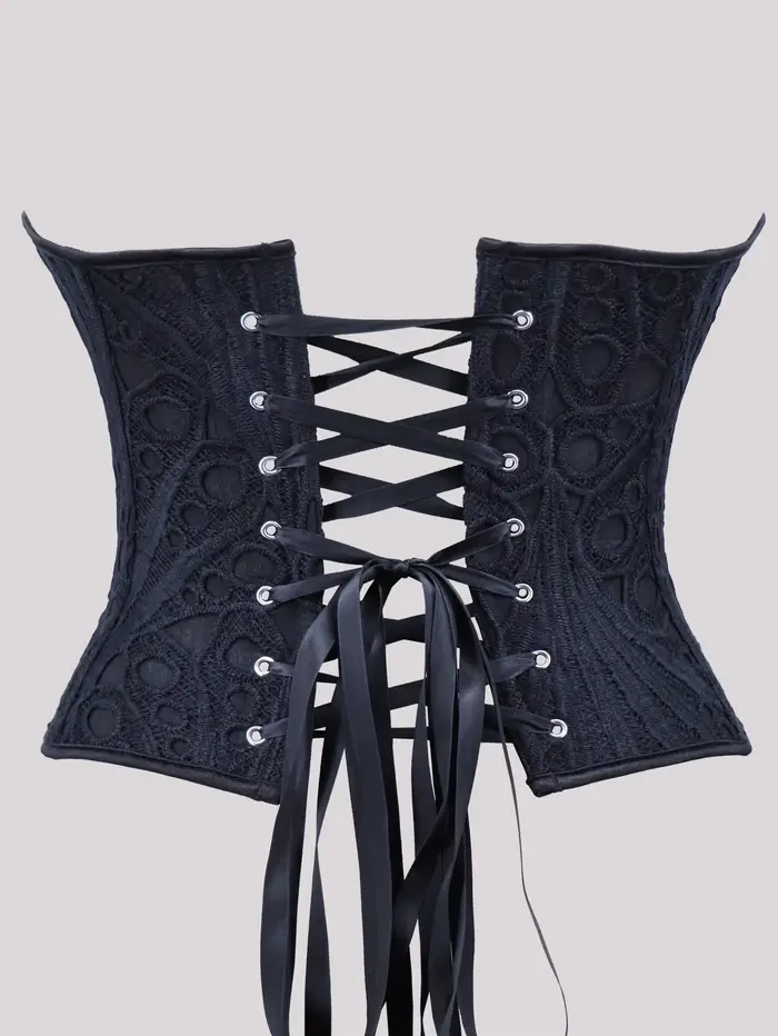 Čierny gotický bustier s kvetinovým vzorom pre elegantné ženy každý deň a pri špeciálnych príležitostiach