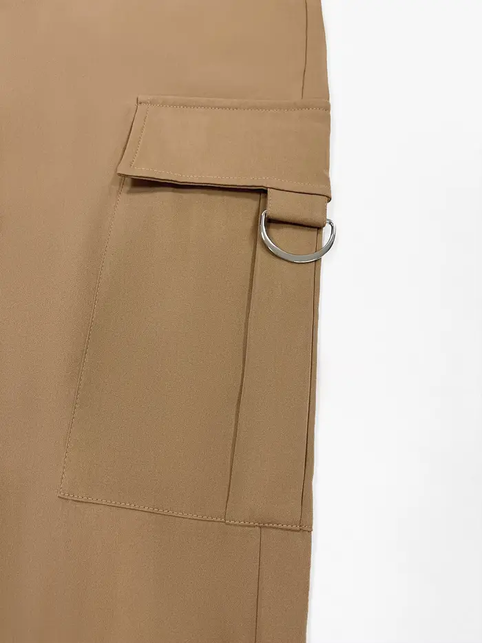 Pantalon cargo MIEAUT en polyester serge avec taille haute et poches fonctionnelles pour femmes sorties nocturnes et tous les jours
