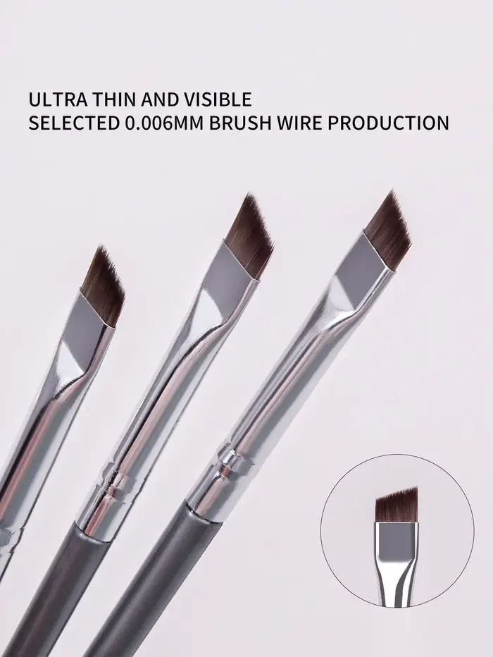 Ensemble de pinceaux Eyeliner à lame Super fine argentée, 12 pièces, pinceaux de maquillage doux, br