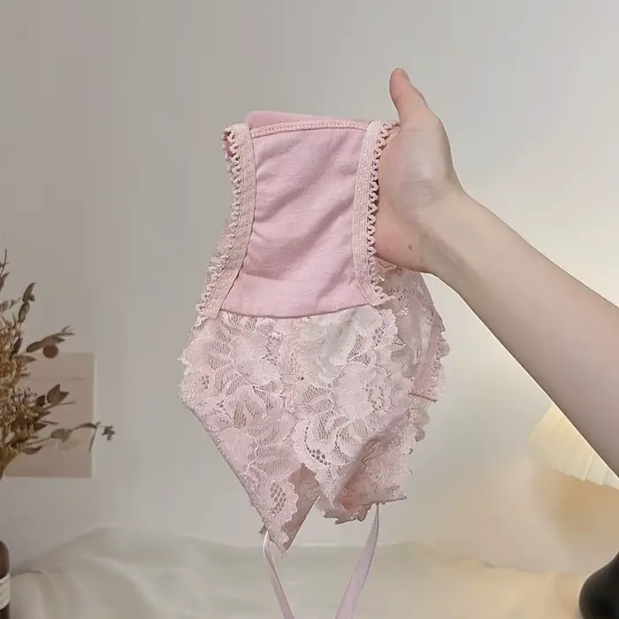 Francúzsky štýl čipky nízky pás priehľadné nohavičky s uzlom a bezšvíkové kvety pre ženy elegantné špeciálne príležitosti ponúknuť