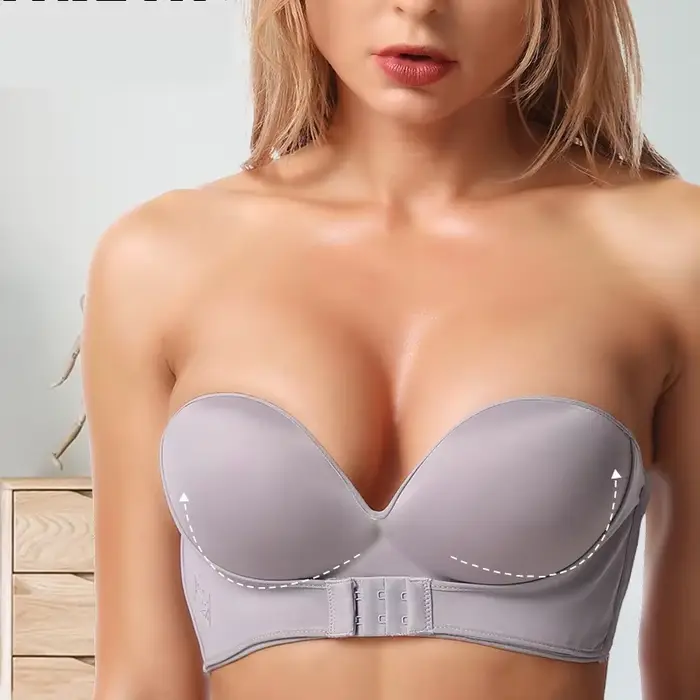 Predné uzavretie Sexy podprsenka bez ramienok ženy Neviditeľné Push Up podprsenka spodná bielizeň pre ženy postavil bralette bezšvíkové