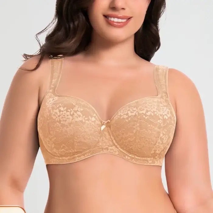 Soutien-gorge push-up en dentelle pour femmes couvrance totale confortable anti-affaissement bretelles larges broderie avec armatures occassions spéciales quotidiennes