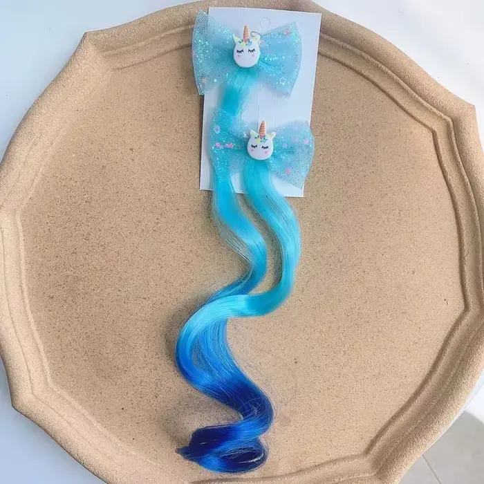 2 pièces nouvelle belle princesse arc-en-ciel licorne perruque filles épingles à cheveux chapeaux po