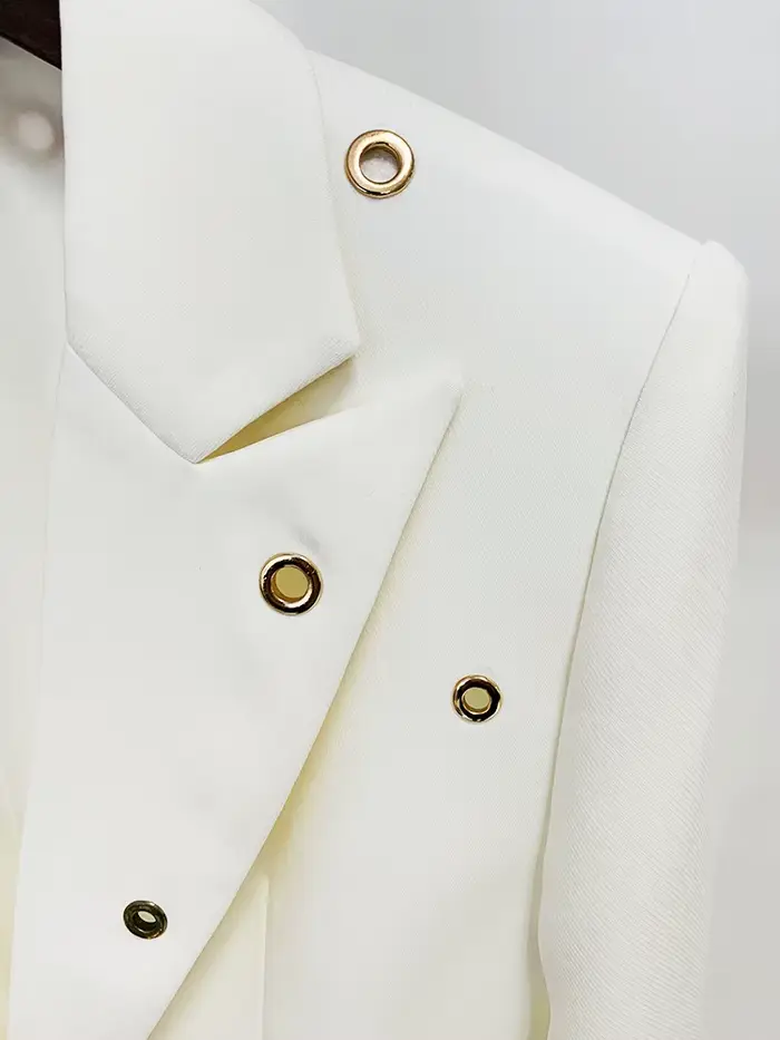 HIGH Calls ALITY2025-Ensemble de Blazer et Pantalon Slim Fit pour Femme, Bouton Unique, Oeillet, Rev