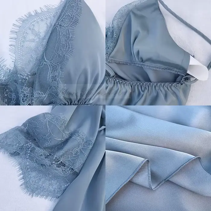 Štýlové a pohodlné dámske pyžamo nastaviť pre domáce a špeciálne príležitosti polyester satén čipka farba shimmering veľkosť M L XL XXL
