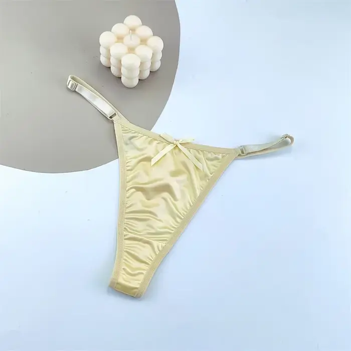 Dámske nastaviteľné saténové tanga, 3 kusy, sexy spodná bielizeň, nízky pás, T-Back, rybársky zadok, pokušenie, sexy uzlík, spodná bielizeň