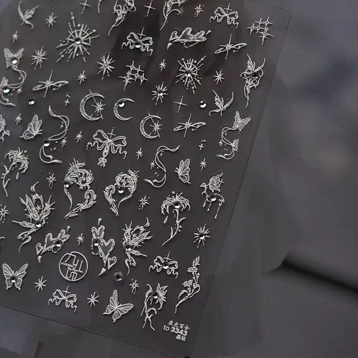 Autocollants holographiques pour Nail Art, 1 pièce, diamant 5D, papillon, décorations d'ongles, déca