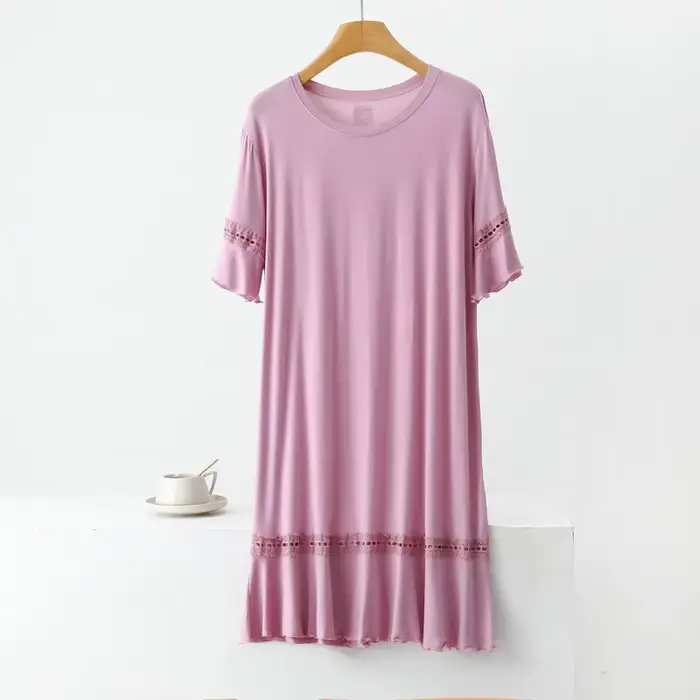 Grande taille Modal tenue de nuit pour femmes nuisette surdimensionné à manches courtes chemises de 