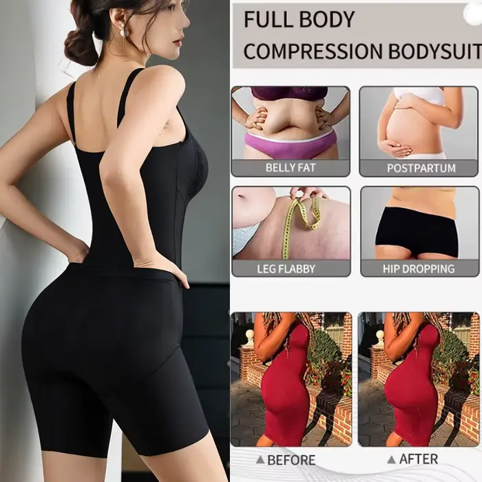Body sculptant pour femme en nylon polyamide avec contrôle abdominal et ouverture arrière des fesses pour occasions spéciales et tenues quotidiennes