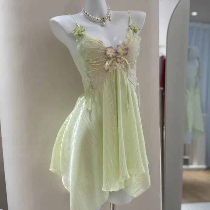 Víla Elf Podväzok Nočná košeľa Spodná bielizeň Sexy Butterfly Čipka Tričko Nočná košeľa Domáce oblečenie Letné Nové ženy Nočná košeľa