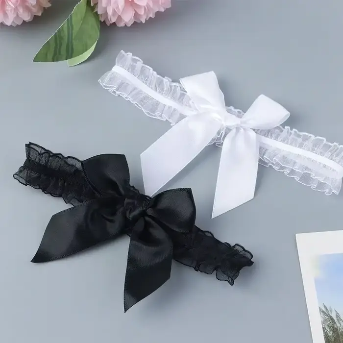 Sexy elastický čipkový podväzkový pás na stehná, opasok na nohy, motýlik, cosplay party doplnky, módne spodná bielizeň pre pacientov
