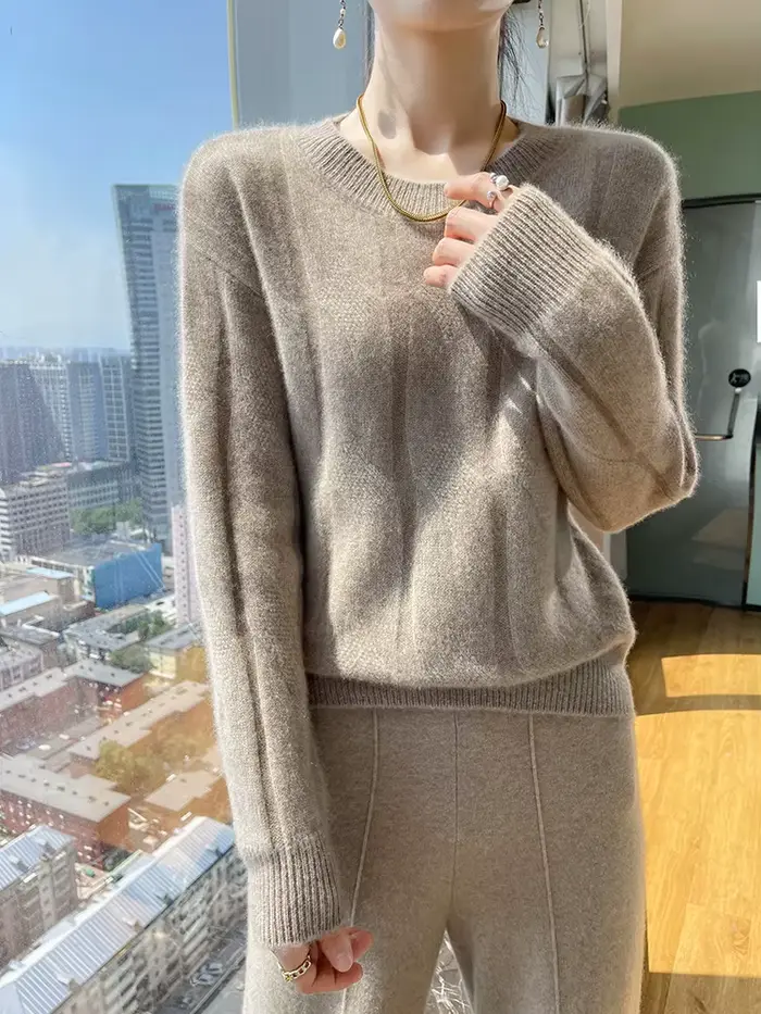 100% merino vlnený sveter pre ženy, okrúhly výstrih, mäkký a pohodlný, ideálny na jeseň a zimu, elegantný a praktický
