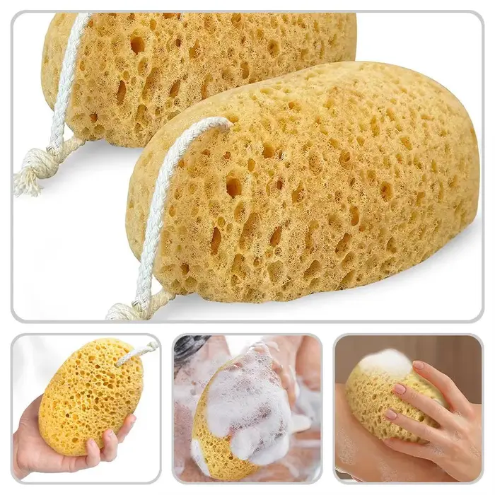 Lot de 2 éponges de douche corporelles en mousse, loofah exfoliant, filet africain, brosse de lavage