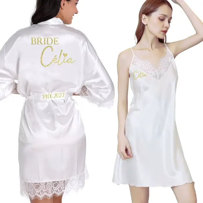 Prispôsobiteľné čipkové pyžamo pre ženy, elegantné a mäkké, ideálne pre družičky, pacientov a špeciálne príležitosti