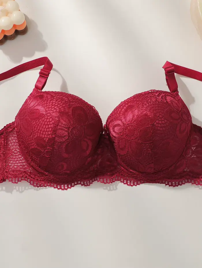 Sexy červená čipka Push Up Bra Set pre ženy podprsenka a nohavičky spodná bielizeň priedušné pohodlné stredné Beanie