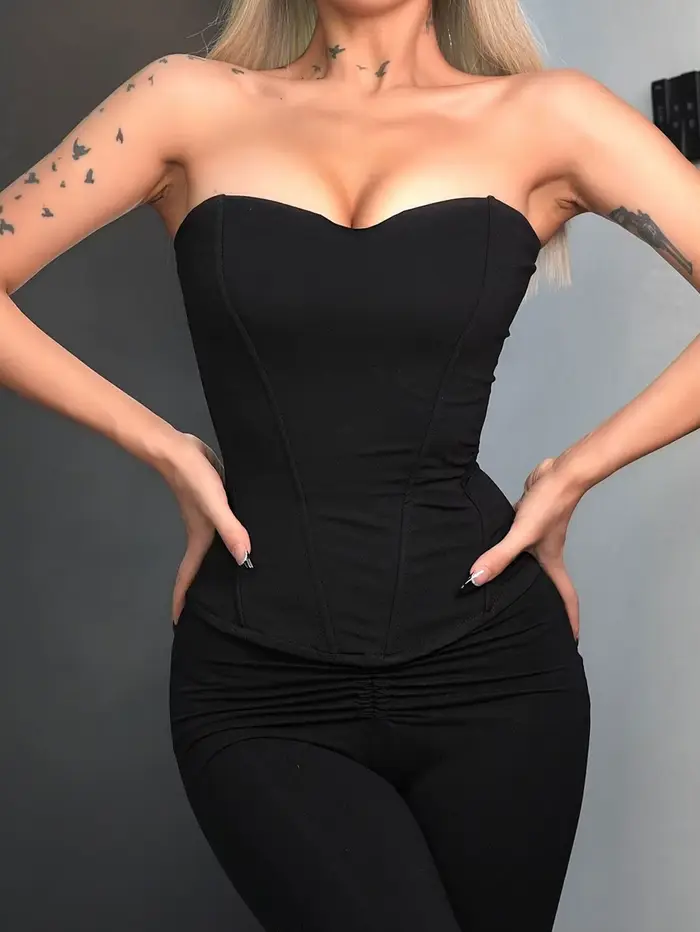 Top bustier femme élégant noir pour femmes occasions spéciales et quotidienne